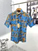 Stylowa hawajska monogramowa koszula plażowa męska designerka jedwabna koszulka do kręgli swobodna koszula męska letnia luźna sukienka z krótkim rękawem Koszulka M-3xl A1
