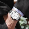 New Large Dial Luminous Steel Band Elderly Couple Waterproof Quartz Men's Watch