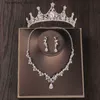 Bruiloft haar sieraden bruiloft haar sieraden barokkostuum bruids sets kristal tiara kroon oorbellen ketting luxe set feest cadeau 230909 l240402