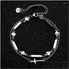 Chain Link Bracelets Fashion Korean Drip Oil Geometric Double Layer Jesus Christmas Gift Cross Bracelet Drop Delivery Jewelry Dhn5D