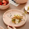 Płytki naczynia naczynia matowe kreatywne nordyckie ceramiczne płycie stołowe Europejskie zastawa stołowa dom nieregularny świnia urocza wiatrowa kuchnia śniadanie różowe