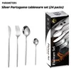 Ensembles de vaisselle 410 en acier inoxydable 24pcs Couvoirs de table Set Set Folk Spoon de haute qualité