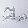 Bathroom Sink Faucets Polished Chrome Brass Wall Mounted Dual Handle Kitchen Faucet 360 Rotate Swivel Basin Mixer Tap Bathtub