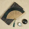 Dekoracyjne figurki domowe kość bambusowy wachlarz wentylator antyczny jedwabny salon dekoracja ozdoby rzemieślnicze prezenty dla gościa tańca drewna ręczna