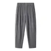 Calça plissada de miyake harém homem japonês streetwear calças folgadas casuais para moda respirável Lowcrotch 240322