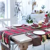 テーブルクロスレッドアンドブラックスカンジナビアスタイルの格子縞のクリスマスツリーパターンデザインパーティー用食器アクセサリー