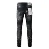 Brand Purple Brand Jeans American High Street Black Paint en détresse 9002