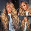 Destaque Humano Hair 13x4 Lace Frontal Color para mulheres 30 polegadas Mel Loiro Onda Frente 240401