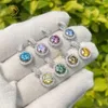 Hot Selling Fine Jewelry Round Style 6.5mm 1CT 925 Silver Halo Design Pink Blue Green Yellow Moissanite Diamond Pendant