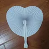Dekoratif Figürinler Plastik Tutar Fan Seti 5 Aşk Kalp Katlanır Fan DIY Beyaz Kağıt Elde Yaz Dans Performansları Po Props