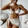 Swimwear Women 2024 White Conservative Pure Desire Ins Style Swimsuit Sexy Color Bikini Simple Split Three Pieces