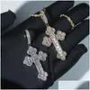 Hanger kettingen Nieuwe mannen vrouwen hiphop kruis ketting FL geplaveide recubbak kubieke zirkoon touwketen ijs uit bling cz sieraden drop levering pe dhnky