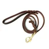 銅製のフックレザー編組編みリーシュペット製品の犬の首輪長い柔らかい牽引ロープ耐久性のある茶色のミディアムラージ