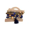 Strand Design Bohemian Tassel Star Beaded Bracelet Fashion Women Pendant Wooden Beads Jewelry Holiday Party