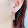 Dangle Earrings Classic 585パープルゴールドメッキ14Kローズロンバスリーフ女性オープンワークデザインエレガントなウェディングジュエリー