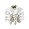 Table Cloth 59 Inch Round Plaid Print Linen Waterproof Oil Proof Spill TableCloth Dinner Coffee Buffet Parties