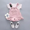 Vêtements ensembles nés bébé fille à rayures à rayures formelle de la fête mignonne de vêtements de coton doux Sous-suspense 0-4 ans