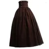 Kjolar 4 färger solid färg hög midja veckad retro renässans i full längd kjol