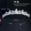 Bröllopshårsmycken ThreeGraces Sparkling White Cubic Zirconia Elegant Flower Queen Crowns Tiaras Accessoarer for Brides HA027 230918 L240402