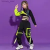 Broek jongens hiphop cool vest meisjes vracht outfit kind sweatshirt borsttas joggers street dance kids streetwear kostuum sportkleding l46