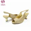 Vestido Sapatos 2024 Chegadas de alta qualidade Mulheres nigerianas Bolsa combinando em clássicos de cores douradas saltos confortáveis para a festa