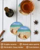 Table Mats Beach Conch Seashell Starfisf Ceramic Set Coffee Tea tasse Coer Coasters Accessoires de cuisine Round Placemat