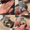 Bant Yüzük 925 Sterling Sier Prenses Kesme 3CT Lab Diamond Ring Takı Nişan Düğün Drop Teslimat Dhtqz