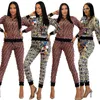 Designer Tracksuits 2 Piece Set Women's Casual and Fashionable Printed Long Pants Long Sleeved Jacket Set Dinner Outfit