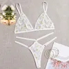Bras Sets Plus Taille Bra Wireless Set Hollow Out Sexy Lingerie tenue Lady Floral Broidered See-Through Mesh Underwear Ropa intérieur