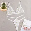 Bras Sets Plus размер беспроводной бюстгальтер Bra Set Hollow Out Sexy Lingerie Outfit Lady Floral вышитая прозрачное прозрачное белье.