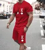 メンズトラックスーツ2024Conjunto de Camiseta Manga Corta Con Estampado 3d Spades King Para Hombre Pantalones Cortos Deportivos Trajes 2 p