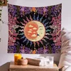 Taquestres The Sun Moon Flowers Mysterious Tapestry Sala de estar Decoração de arte do quarto