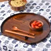 Plates Creative Real Wood Grade Environmentally Friendly Semicircle Wooden Tray Western Style Fruit Cookie Tea Dining Plate