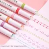 6Pcs/set Kawaii Flowers Line Shaped Highlighter Pens Roller Tip Curve Liner Marker for Writing Journaling Drawing Stationery