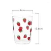 Cups Saucers 1pcs Lovely Strawberry Clear Mug Espresso Glasses Crystal Flower Drinking Glass Double Wall Latte Cup