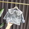 Jacken 2024 Baby Girls süße Spitzenbuge Denim Jacke Frühling Herbst Kleidung Kinder Mode Prinzessin Kinder Outfits Trench Coat