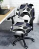 Couvre-chaise Géométrie Navy Grey Elastic Failchair Computer Hover Stretch Rovible Office Office Scecover Living Room Silt Split