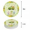 TABLEAU MATS PASSER Gnome Gnome de tournesol camion plaid en céramique Set Cuisine Round Placemat Luxury Decor Coffee Tea Coat Coasters