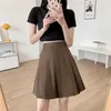 Large size new high waisted pleated skirt mid length skirt high waisted slimming academic style TR fabric A-line skirt for children