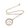 Colliers de pendentif 12 Collier de constellation zodiaque Gold Chain Virgo Balance Scorpion Sagittaire Capricorne Iced Out Circle Diamond Gift J DH8BK