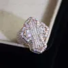 GRA -certifikat 925 SLIVER MOISSANITE BAGUETTE CCOSS RING HIP HOP CROSS RING VVS1 Moissanite Mens Rings