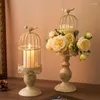 Candle Holders Vintage Decor Aristocratic Style Bird Cage Classical Candlestick Metal Crafts Living Room Table Ornaments Luxury Holder