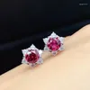 Boucles d'oreilles en peluche d'oreilles est rouge grennet gemstone étalon pour femmes ornement réel 925 argent naturel gemme fille date cadeau