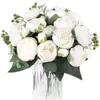 Wazony sztuczne kwiaty Bukiet Big Head and Bud Fake for Home Wedding Decoration Indoor Rose White Peony Wazon