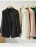 Damespakken Elegant Chic Coats Fashion Top Blazers Dames Solide Dubbele breasted Simple Classic Soft All-match comfortabel