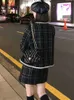 Dwuczęściowa sukienka damska tweedowa kombinezon mody celebrytka starsza czarna długotrwałe okrągła szyja mini 2pc set 231205