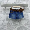 Women's Shorts designer New Nanyou Miu for Spring and Summer: Age reducing Sweet Girl Style Pocket Versatile Combination with Belt Two Piece D5B0