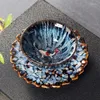 Çay Tepsileri TeAware Jianzhan fırın değiştirildi Seramik Kum Altın Sır Sır Kupa Tutucu Yalıtımlı Mat Set Aksesuarları