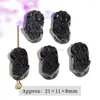 Losse edelstenen 1 PC Natural Stone Black Obsidian Pixiu Caned Bead door gat Lucky Wealth Hangers voor sieraden maken DIY -ketting