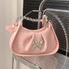 Totes Xiuya Pink Elegant Womens Shoulder Bag Beading Pleated Designer Luxury Fashion Handbag Korean Style Advanced Leather Arm Pit